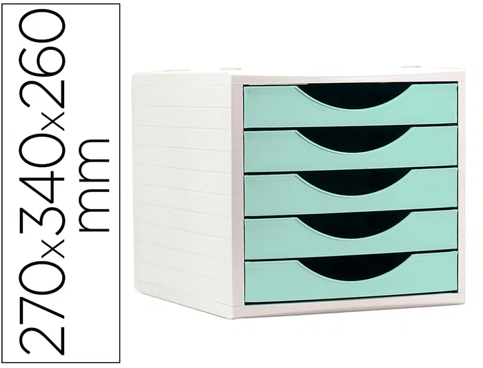 Archivo 2000 Fichero Cajones Sobremesa 5 Cajones Verde Pastel 270x340x260 mm Archivo 2000 Fichero Cajones Sobremesa 5 Cajones Verde Pastel 270x340x260 mm