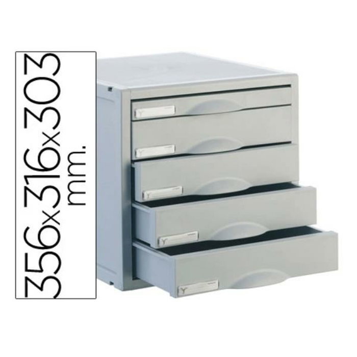 Archivo 2000 Módulo Archisystem de 5 cajones Gris 356x316x303 mm Archivo 2000 Módulo Archisystem de 5 cajones Gris 356x316x303 mm
