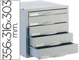 Archivo 2000 Fichero Cajones Sobremesa Archisystem Gris 5 Cajones 356x316x303 mm Fabricado en España Poliestireno Reciclado