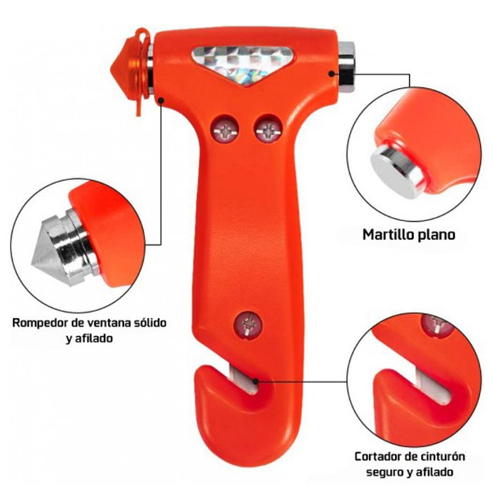 Occ Motorsport OCCRF112 Martillo de Seguridad con Rompecristal y Cortacinturón para Emergencias en Coche y Vehículos
