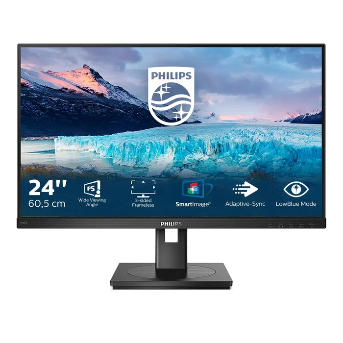 Philips S Line 242S1AE/00 Monitor 60.5 cm (23.8") IPS Full HD 1920x1080, 75Hz, Adaptative Sync, SmartErgoBase, Flicker-Free, LowBlue, Eye Comfort Certified, Negro