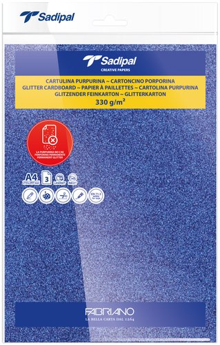 SADIPAL Cartulina con Purpurina A4 Azul Paquete de 3 SADIPAL Cartulina con Purpurina A4 Azul Paquete de 3