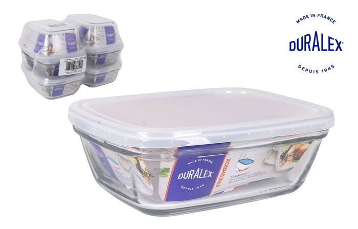 Duralex Fiambrera Rectangular 1.1L 20 cm x 14.6 cm x 6.5 cm con Tapa Transparente (6 Unidades) Duralex Fiambrera Rectangular 1.1L 20 cm x 14.6 cm x 6.5 cm con Tapa Transparente (6 Unidades)