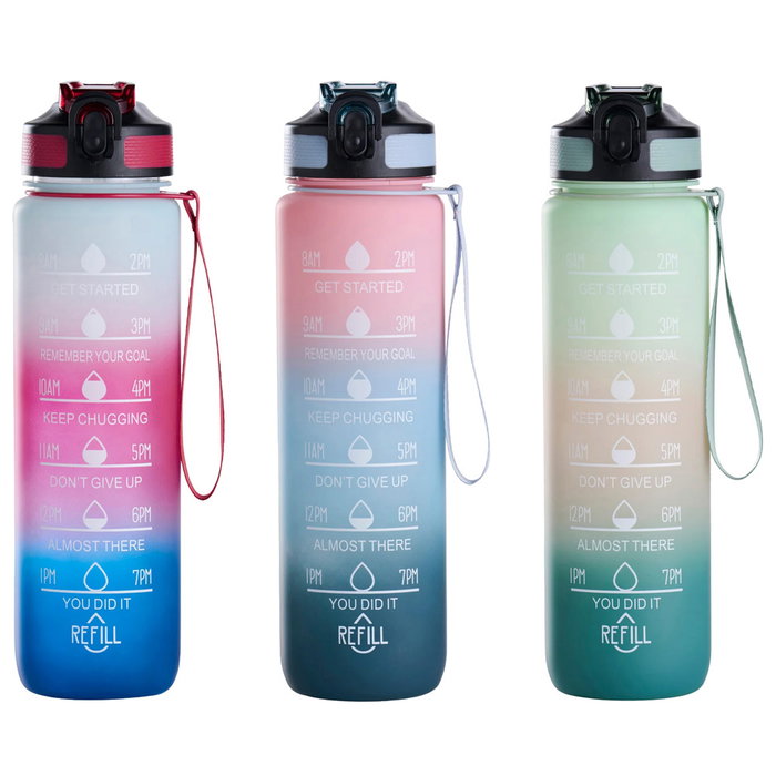 Day Botella Motivacional 900 Ml Con Marcador De Tiempo Ideal Para Hidratacion Diaria