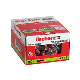 FISCHER SX Plus Taco Expansión 4 Direcciones - 8 x 40 mm - Caja 100 uds - Ref. 454.1303 - Para Hormigón, Ladrillo Macizo y Materiales Sólidos