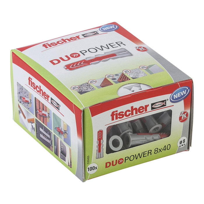 Fischer DuoPower 8 x 40 mm, Caja de 100 uds. de tacos de expansión universales