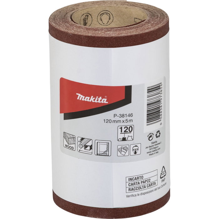 Makita Rollo de lija P-38146 120mm x 5m Grano 120 Makita Rollo de lija P-38146 120mm x 5m Grano 120