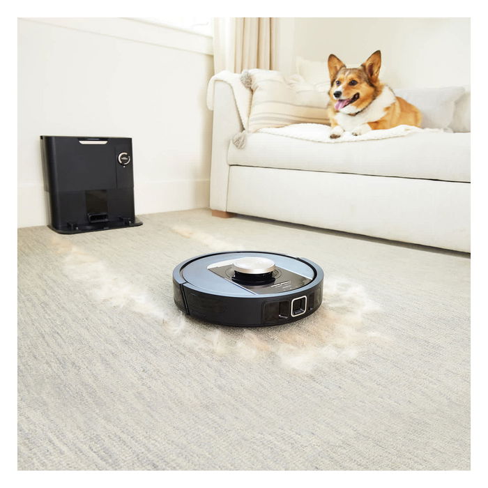 Shark PowerDetect Saugroboter RV2820VEEU, Robot Aspirador con Auto Vaciado, Wi-Fi, LIDAR, para Alfombra y Suelo Duro, Negro/Champagner