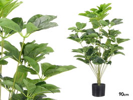 Ibergarden Maceta Decorativa con Diseño de Hojas Ovaladas, 90 cm de Alto, 60x60 cm, en Color Verde/Negro, de Plástico (Set de 6)