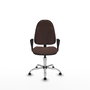 Silla de oficina Algarra con mecanismo Contacto permanente básico tapizada con Similpiel color Marrón oscuro. Equipada con Base cromada, Brazos fijosy Topes