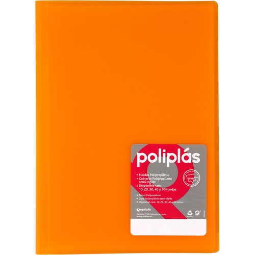 Carpeta Fundas (Tarifario) Grafoplas Pp Flexible Poliplas Trans. Fº 20 F. Naranja Carpeta Fundas (Tarifario) Grafoplas Pp Flexible Poliplas Trans. Fº 20 F. Naranja