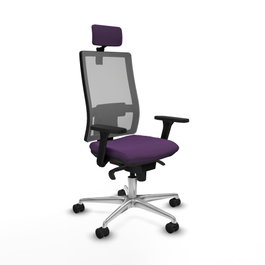 PIQUERAS Y CRESPO Silla de oficina Horna con mecanismo Sincro, Tela Morada y Malla Gris