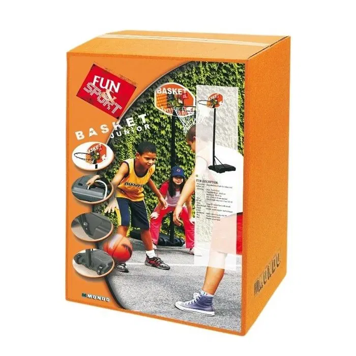 Mondo Aro de Baloncesto Junior Ajustable de 165 a 205 cm con Cesta Metálica de 46 cm