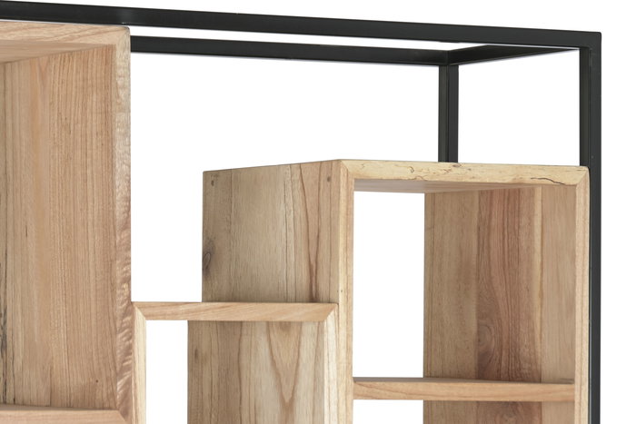 Estantería Home ESPRIT Metal madera de teca 110 X 27 X 195 CM Estantería Home ESPRIT Metal madera de teca 110 X 27 X 195 CM