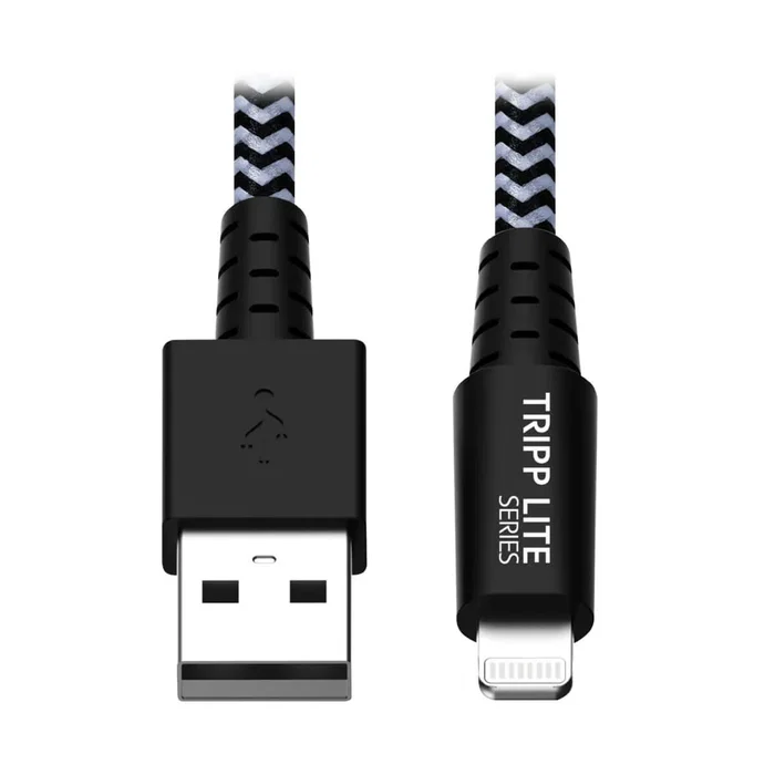 Tripp Lite Cable USB-A a Lightning M100-003-HD de 0.9 m (3 pies) Negro, Certificado MFi, para servicio pesado con fibra Kevlar, Compatible con iPhone 5 al X, iPad, iPod