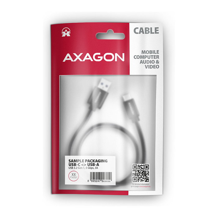 Axagon BUCM3-AM10AB Cable USB-C a USB-A 3.2 Gen 1, 1m, negro