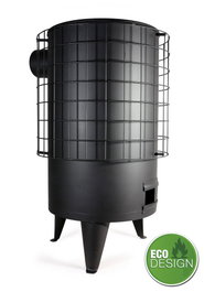 Estufa redonda de chapa Camper 68cm x 36cm negra con salida horizontal