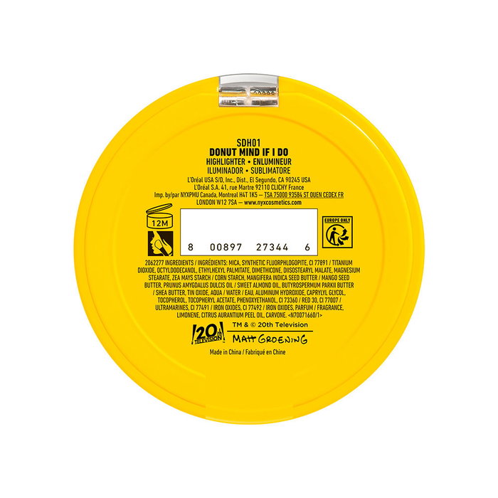 NYX THE SIMPSONS Donut Highlighter en Polvo #Light 7,1 gr - Iluminador Vegano de Edición Limitada NYX THE SIMPSONS Donut Highlighter en Polvo #Light 7,1 gr - Iluminador Vegano de Edición Limitada