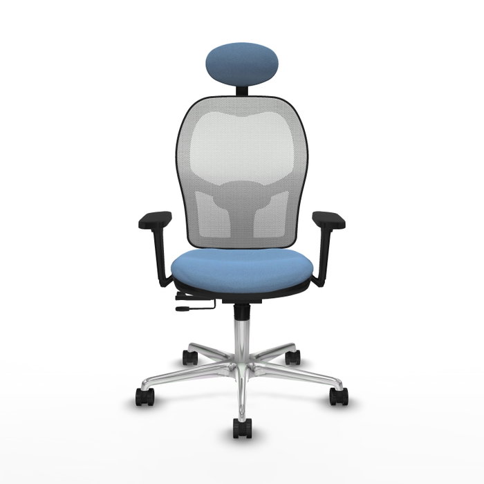 PIQUERAS Y CRESPO Silla de oficina Jorquera con mecanismo Sincro/Traslack, Azul cielo y Blanco