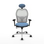 PIQUERAS Y CRESPO Silla de oficina Jorquera con mecanismo Sincro/Traslack, Azul cielo y Blanco
