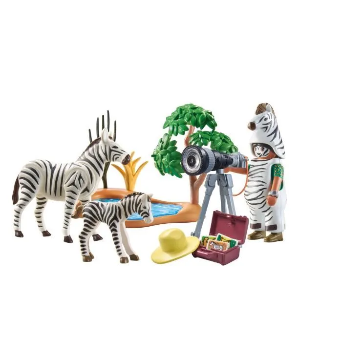 Playmobil 71295 Wiltopia Fotógrafo de animales con cebras y disfraz