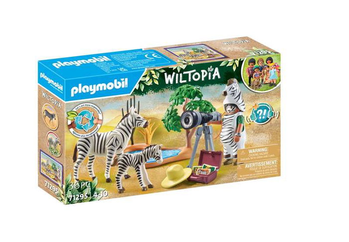 Playmobil 71295 Wiltopia Fotógrafo de animales con cebras y disfraz