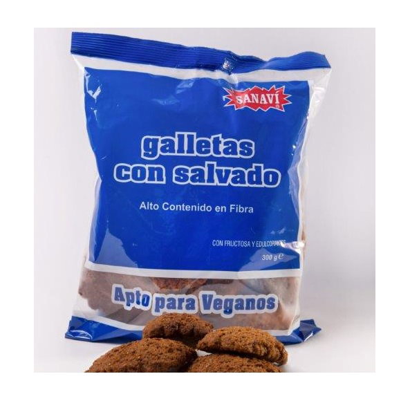 Sanavi Galletas Dietéticas con Salvado 300g Sin Azúcar Vegan