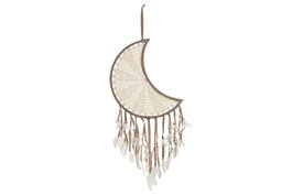 DKD Home Decor Atrapasueños Blanco y Natural con Plumas