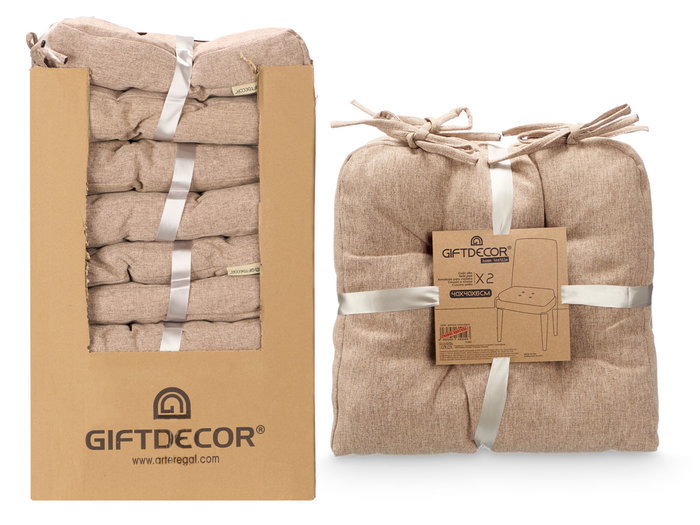 Giftdecor Set 2 Cojines Silla Marron 40x40 cm Tela Poliester (Set de 6)