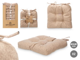 Giftdecor Set de 2 Cojines Silla Marrón 40x40cm (Pack de 6)