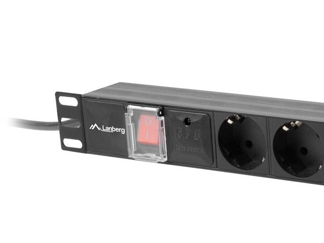 Lanberg PDU-07F-0200-IEC-BK Unidad de Distribución de Energía PDU 1U 7 Salidas AC Negra