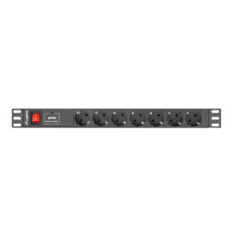 Lanberg PDU-07F-0200-IEC-BK 1U 7 Salidas AC Tipo F Negro