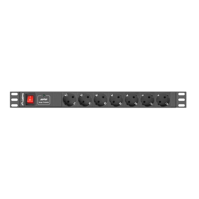 Lanberg PDU-07F-0200-IEC-BK PDU 1U Negro con 7 Salidas AC