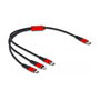 DeLOCK Cable de carga USB 3 en 1 USB Type-C a Lightning/Micro USB/USB Type-C 30 cm Negro/Rojo