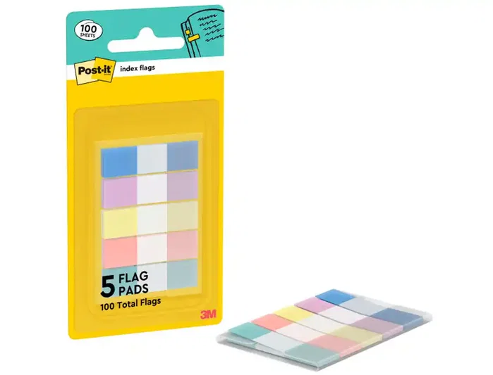 Post-it Banderitas separadoras dispensador Index Flags 683-3 Pastelo 11,9x43,2 mm pack de 100 unidades