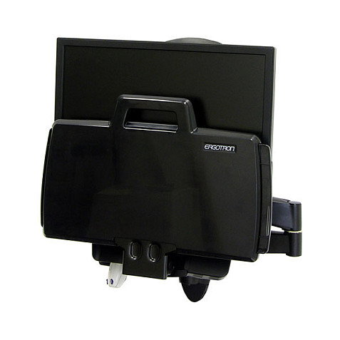 Ergotron Combo Arm Serie 200 para pantallas LCD hasta 61 cm (24 pulgadas), 8.2 kg, negro, incluye soporte para teclado, ratón, reposamuñecas y lector de código de barras