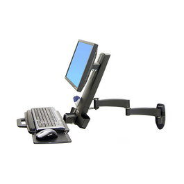 Ergotron 200 Series Combo Arm Negro para monitor LCD hasta 61 cm (24"), incluye soporte para teclado, ratón, reposamuñecas y lector de códigos de barras