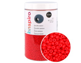 Innspiro Rocalla de Vidrio Redonda Rojo Opaco 2,3 mm 500g aprox. N9
