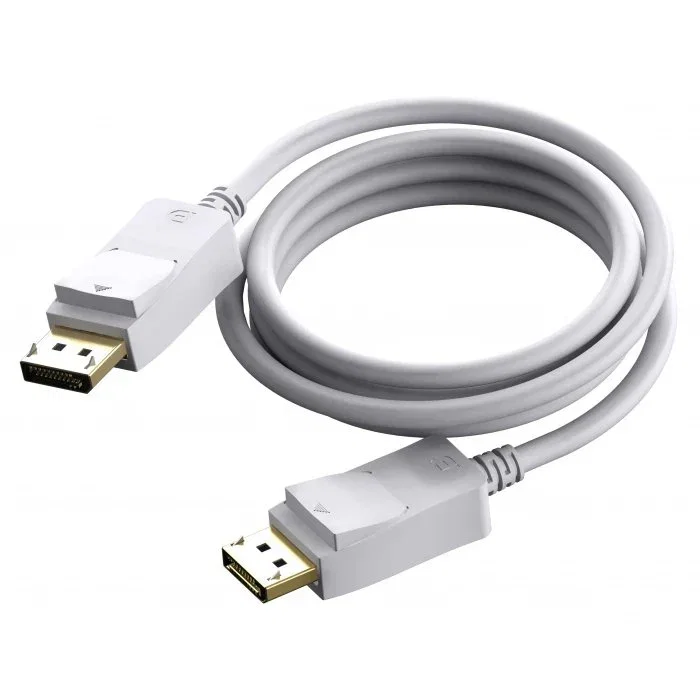 Vision TC 2MDP8K Cable DisplayPort 1.2, 2 Metros, Hasta 8K @ 60 Hz (7680 x 4320), Conectores Chapados en Oro, Color Blanco, Cable Redondo 7.3 mm