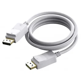 Vision TC 2MDP8K Cable DisplayPort 1.2, 2 Metros, Hasta 8K @ 60 Hz (7680 x 4320), Conectores Chapados en Oro, Color Blanco, Cable Redondo 7.3 mm