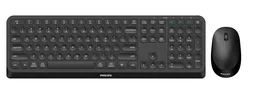 Philips SPT6407B/16 Combo Teclado y Ratón Inalámbrico RF + Bluetooth QWERTY Inglés Negro, Teclado de Perfil Bajo con 110 Teclas y Ratón Óptico 1600 DPI, para Windows/Mac/iOS
