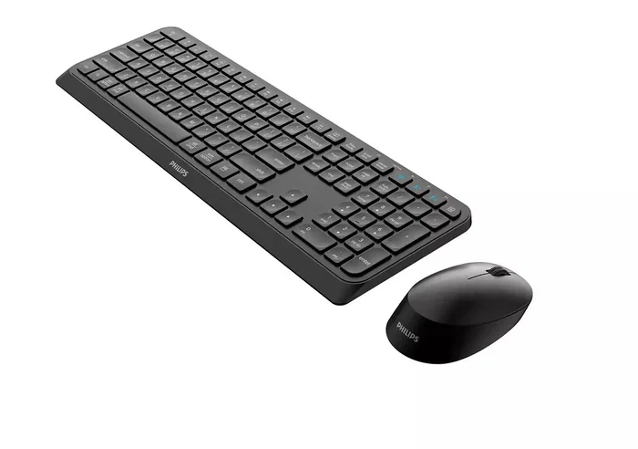 Philips SPT6407B/16 Combo Teclado y Ratón Inalámbrico RF + Bluetooth QWERTY Inglés Negro, Teclado de Perfil Bajo con 110 Teclas y Ratón Óptico 1600 DPI, para Windows/Mac/iOS