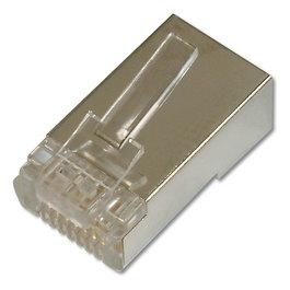 Digitus 100 Conectores RJ-45 Modular CAT 6 Apantallados para Cable Redondo, 100 Unidades, Chapado en Oro, Plata, Macho