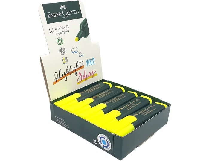 Faber Castell Textliner 48 Marcador Fluorescente Amarillo (Set de 10) Faber Castell Textliner 48 Marcador Fluorescente Amarillo (Set de 10)