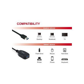 Equip Cable de extensión activo USB 3.2 Gen 1x1 de 10 m, USB-A macho a USB-A hembra