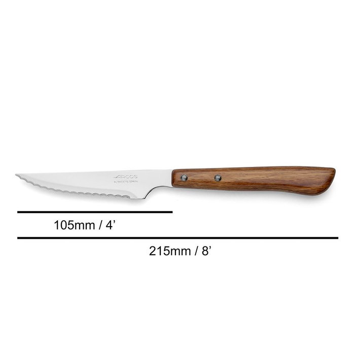 Arcos Cuchillo Chuletero 105 mm Acero Inoxidable Nitrum Hoja Sierra Mango Madera Haya
