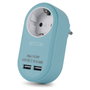 ENTAC Adaptador de enchufe EPAG-1EE-2USB-B con 2x USB-A Azul