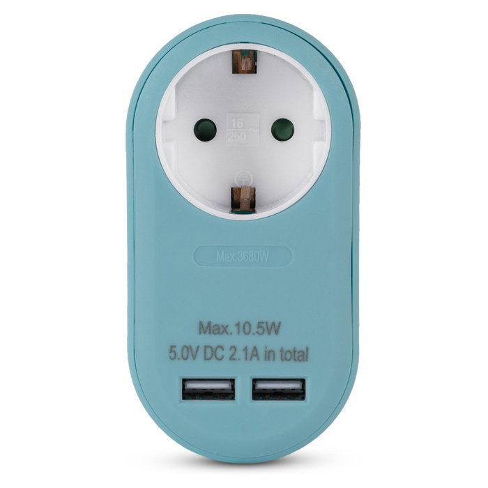 ENTAC Adaptador de enchufe EPAG-1EE-2USB-B con 2x USB-A Azul ENTAC Adaptador de enchufe EPAG-1EE-2USB-B con 2x USB-A Azul
