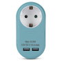 ENTAC Adaptador de enchufe EPAG-1EE-2USB-B con 2x USB-A Azul