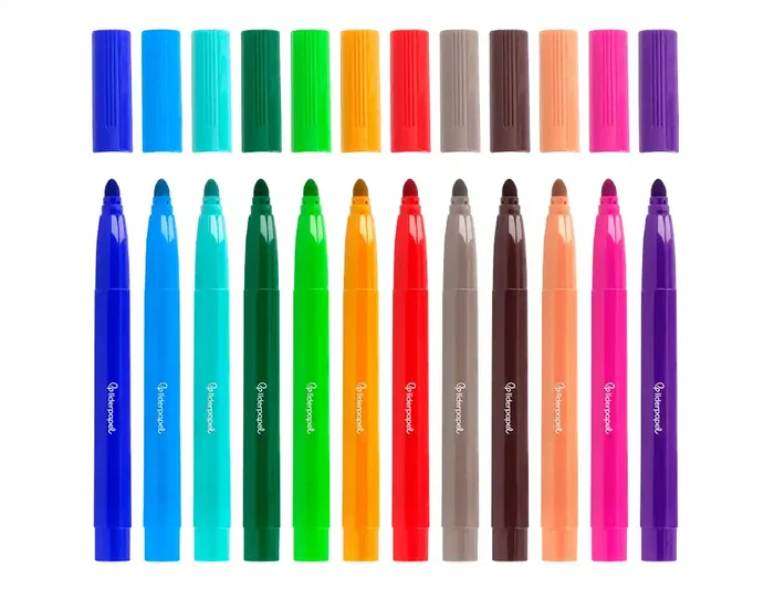 Liderpapel Rotulador Jumbo Caja 12 Unidades Colores Surtidos Punta Gruesa Tinta Lavable